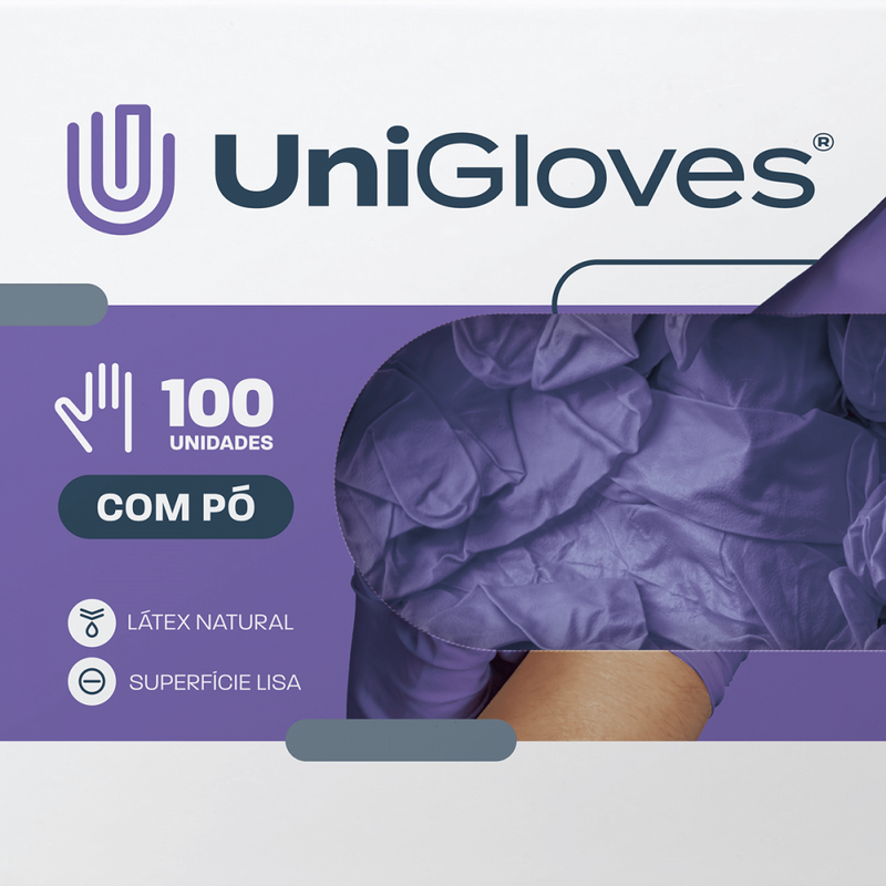 Luva de Procedimento Látex Roxa Com Pó 100un - Unigloves