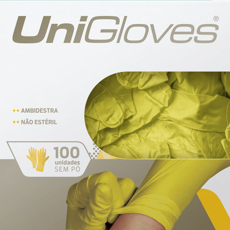 Luva de Procedimento Látex Amarela Sem Pó 100un - Unigloves