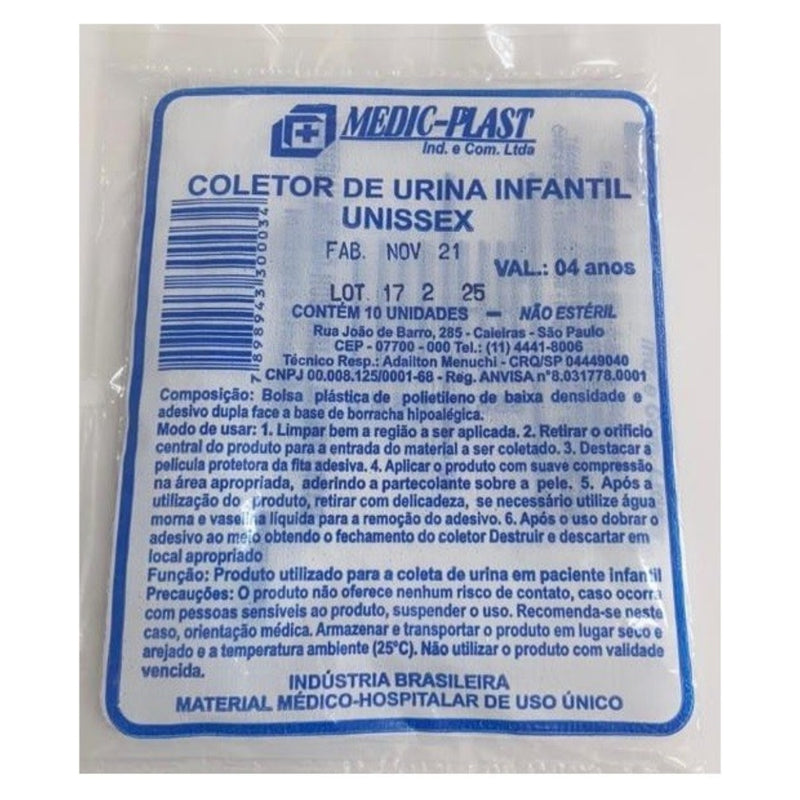 Coletor Urina Infantil Unissex Não Estéril - Medic Plast