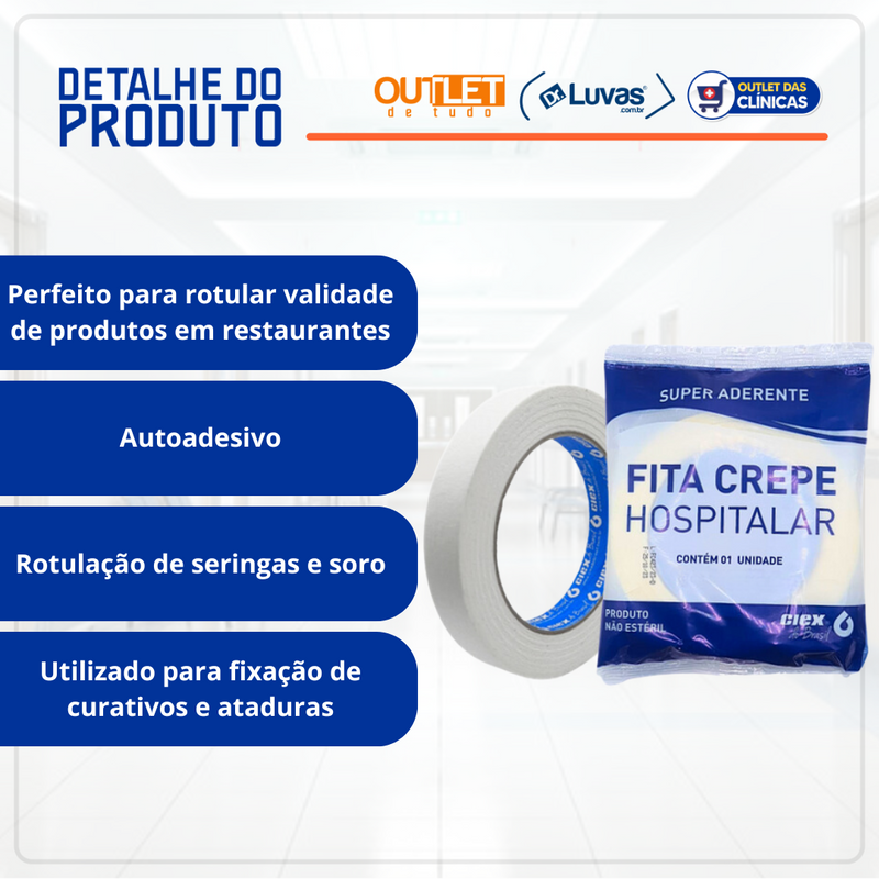 Fita Crepe Adesiva Hospitalar  16mm x 50m - Ciex