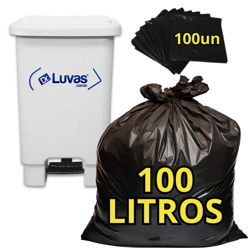 Saco de Lixo Preto 100 Litros 100un - Dr Luvas