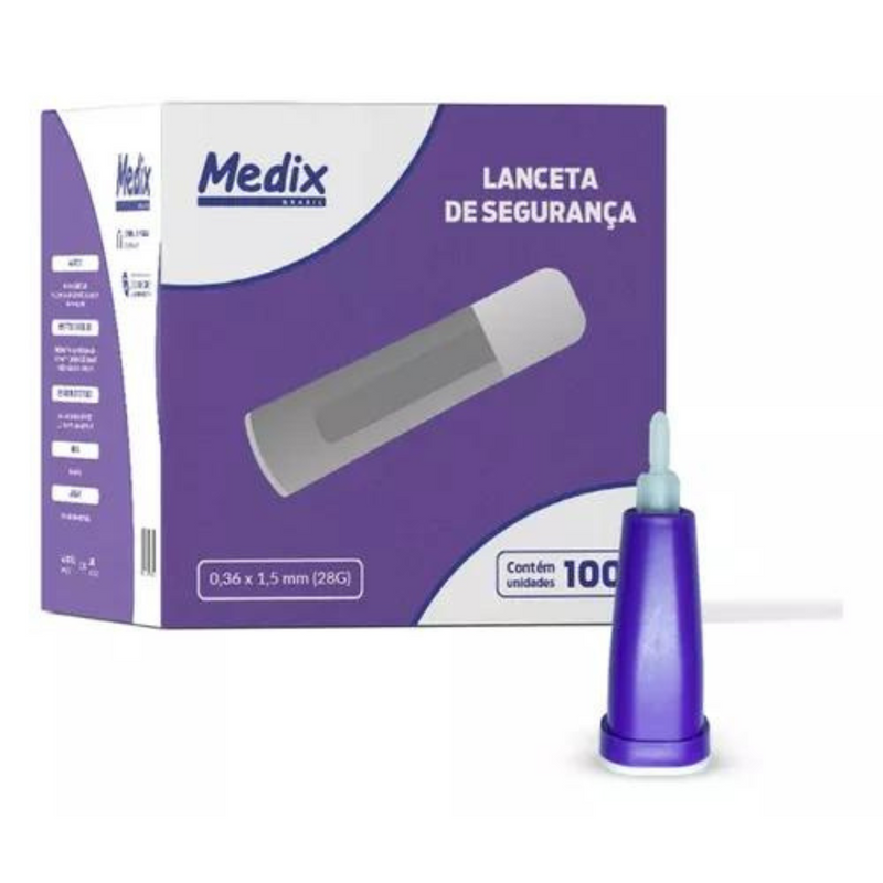 Lancetas de Segurança 28G 100un - Medix