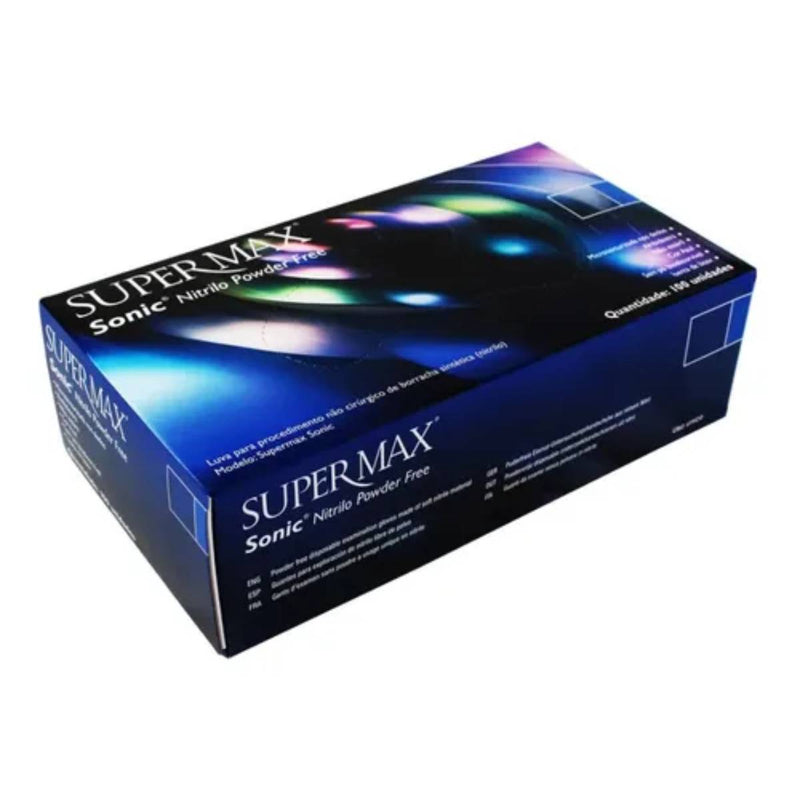Luva de Procedimento Nitrílica Azul Sonic Sem Pó 1000un - Supermax