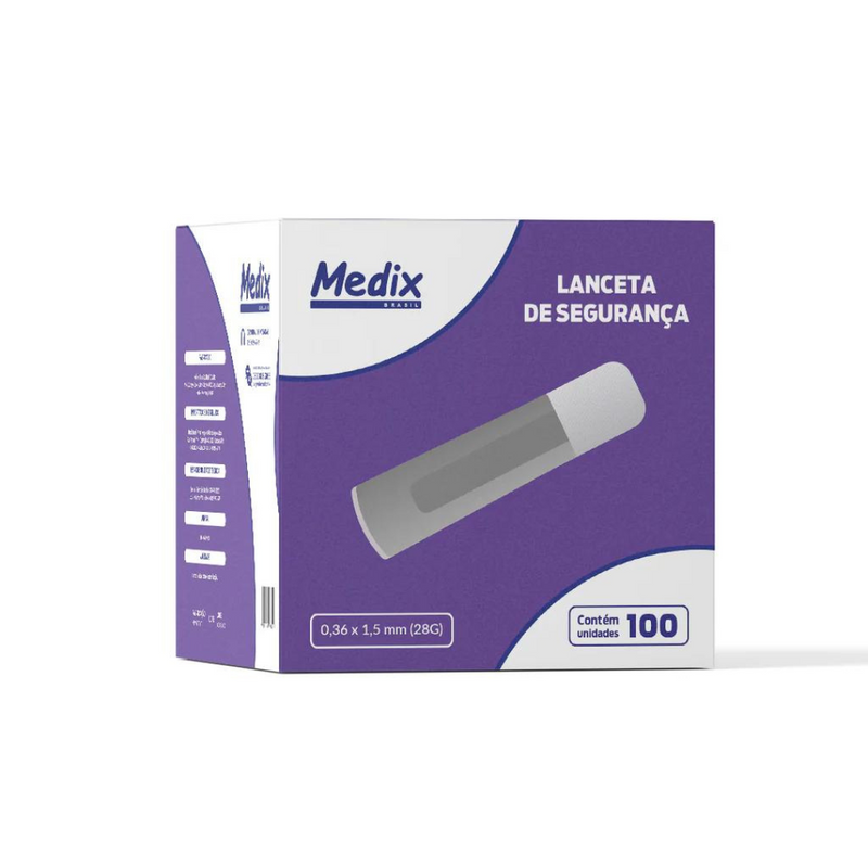 Lancetas de Segurança 28G 100un - Medix