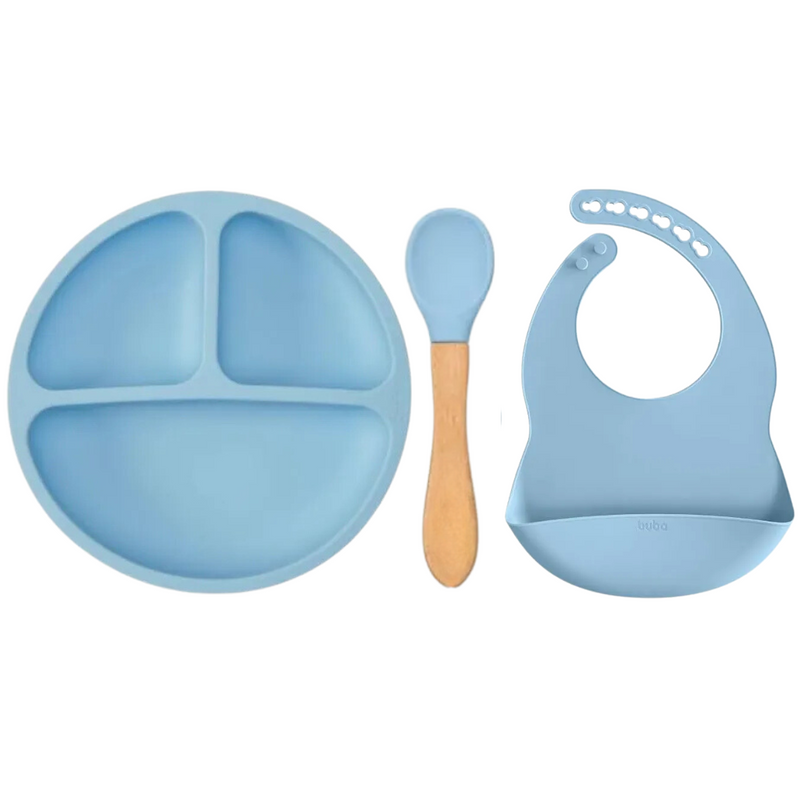 Pratinho Infantil de Silicone Com Colher e Babador - 9H