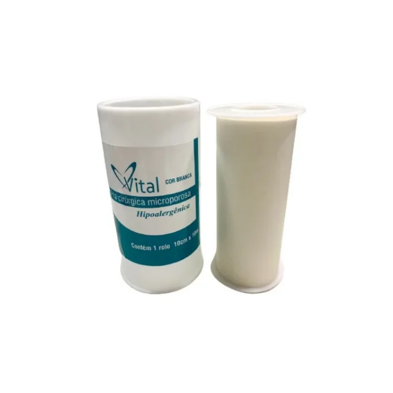 Fita Microporosa 10cm x 10m Branco - Vital