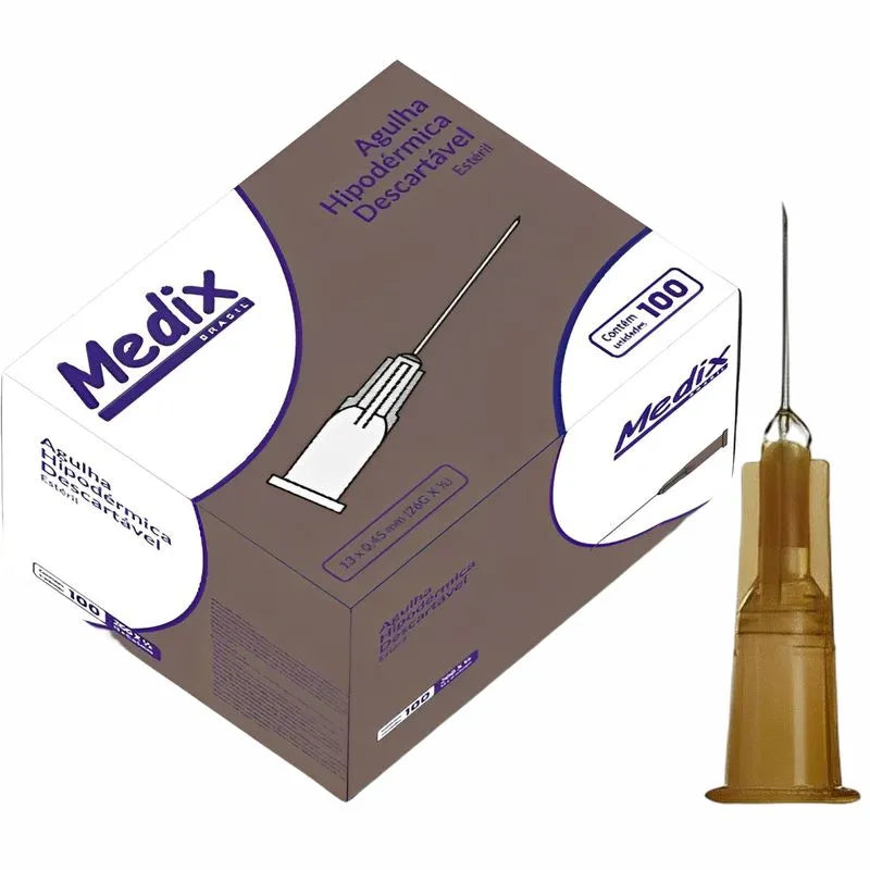 Agulha Hipodérmica 13x0,45 mm 100un - Medix