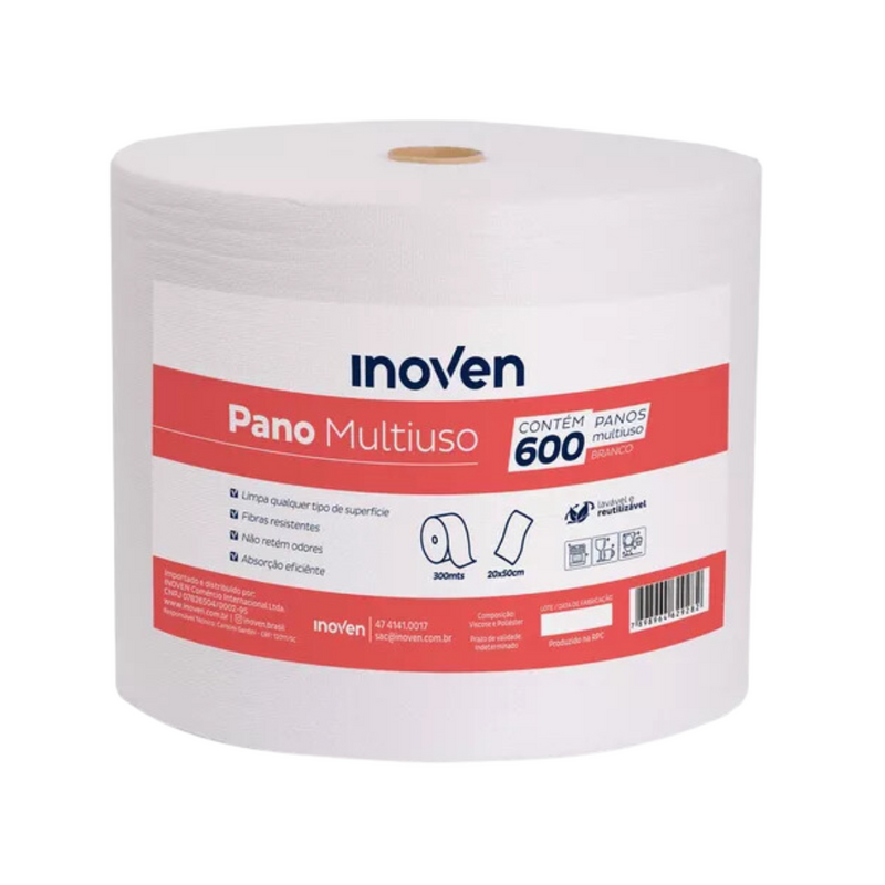 Pano Multiuso 20cm x 300m Branco - Inoven