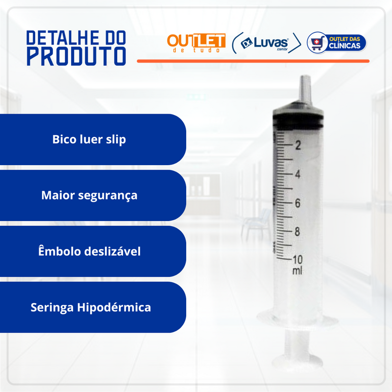 Seringa Descartável 10ml Luer Slip 250un - SR