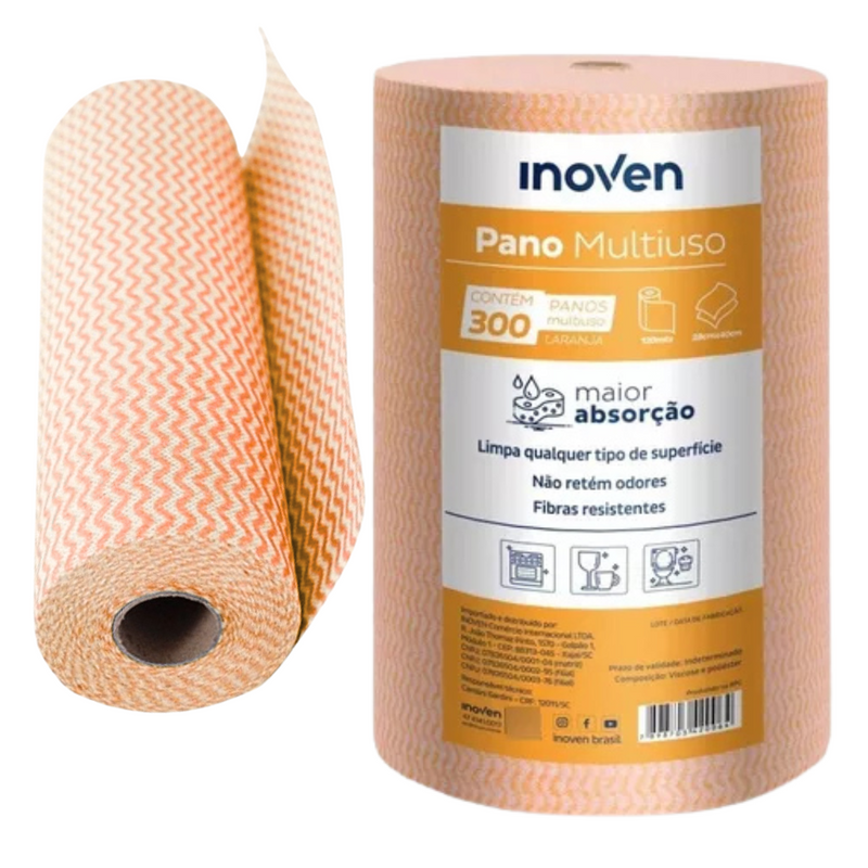 Pano Multiuso 28cm x 120m Laranja - Inoven