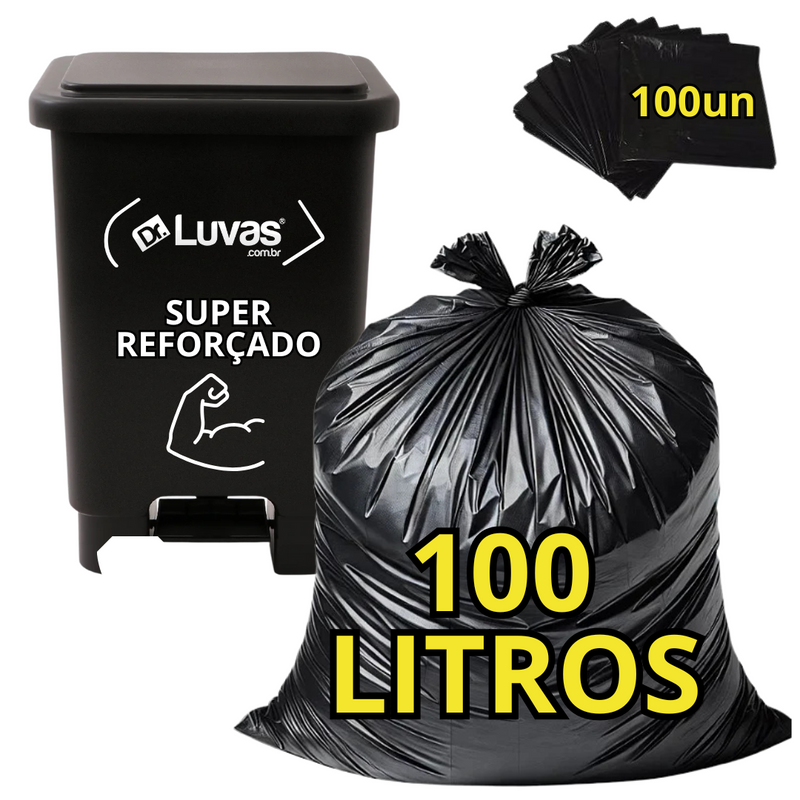 Saco De Lixo Preto 100L Super Reforçado 100un - Dr Luvas