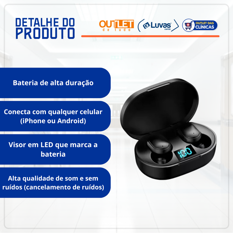 Fone De Ouvido Bluetooth Sem Fio Com Microfone - 9H