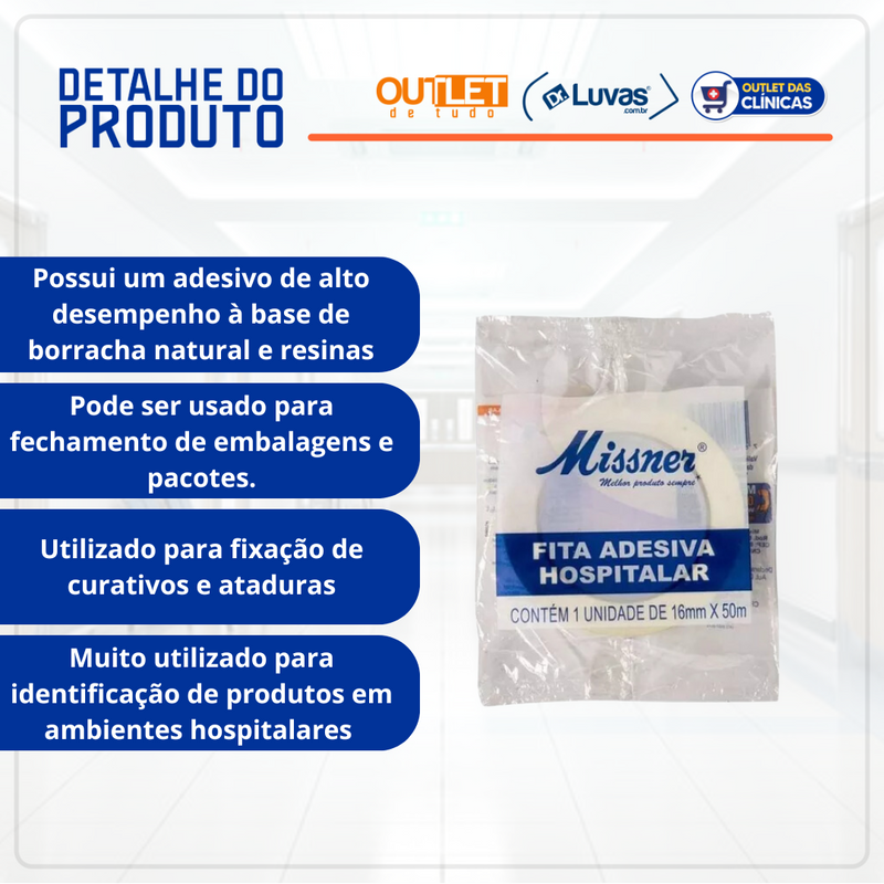 Fita Crepe Adesiva Hospitalar 16mm x 50m - Missner