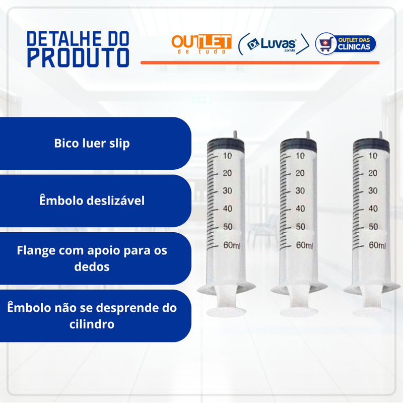 Seringa Descartável 60ml Luer Slip 25un - Medix