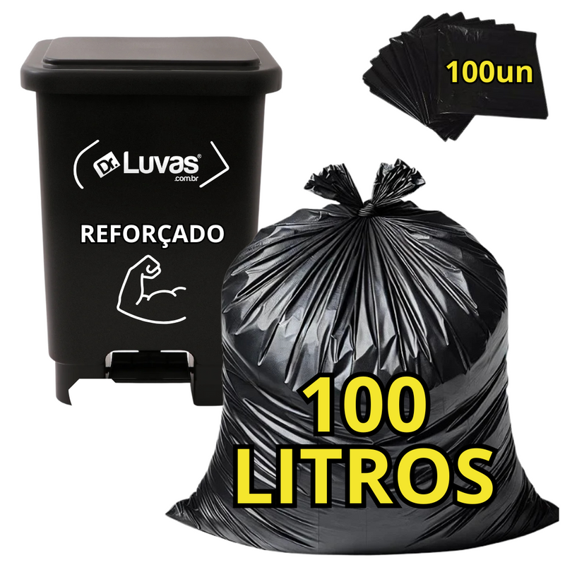 Saco De Lixo Preto 100L Reforçado 100un - Dr Luvas