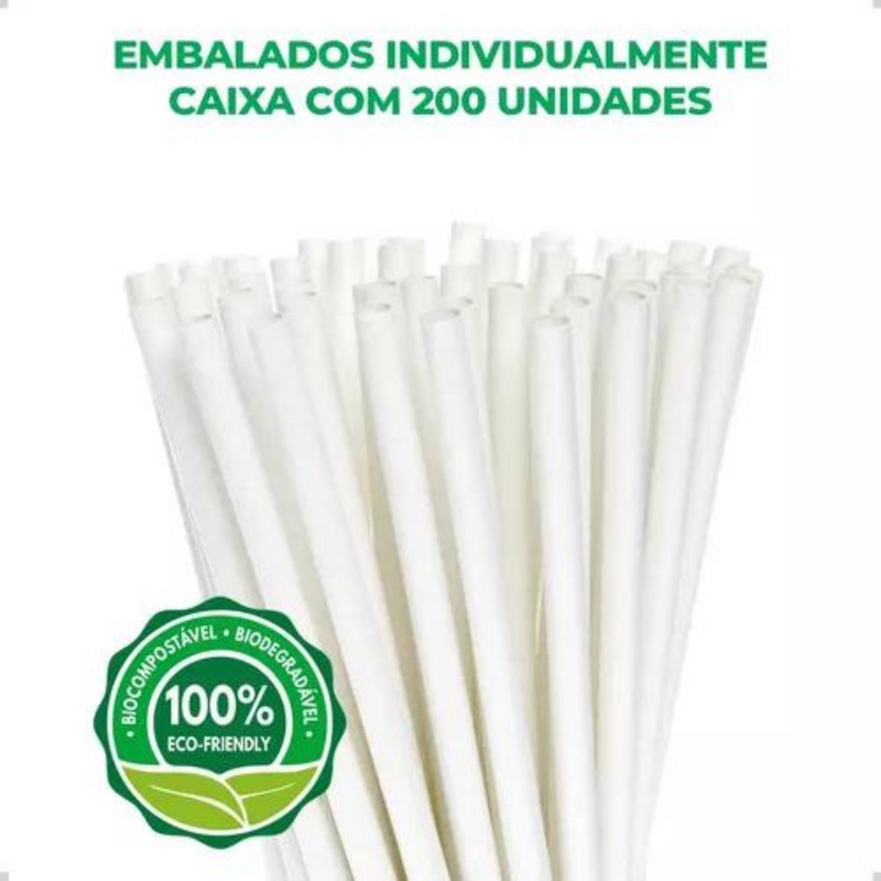 Canudo de Papel Branco 200un - Talge