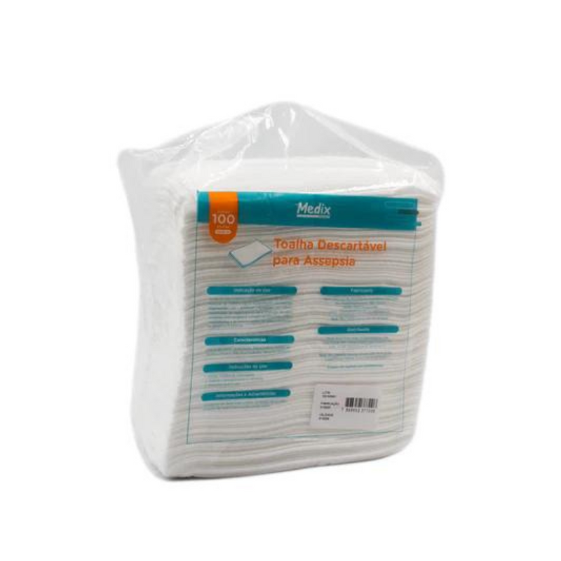 Toalha Descartável Para Assepsia 50g 30x35 cm 100un - Medix