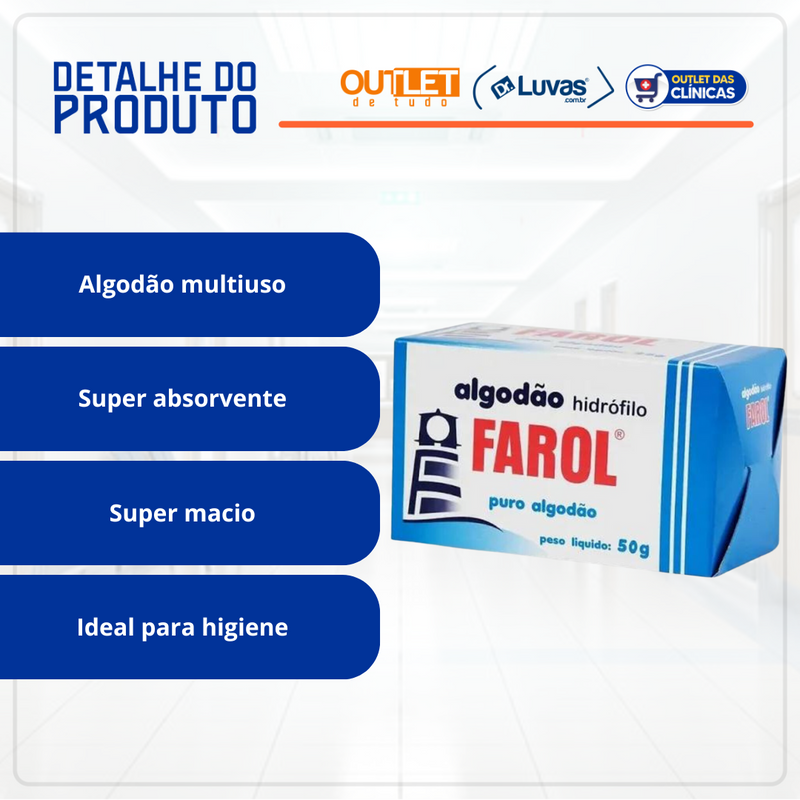 Algodão Em Rolo 50g Hidrófilo - Farol