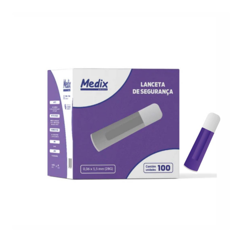 Lancetas de Segurança 28G 100un - Medix