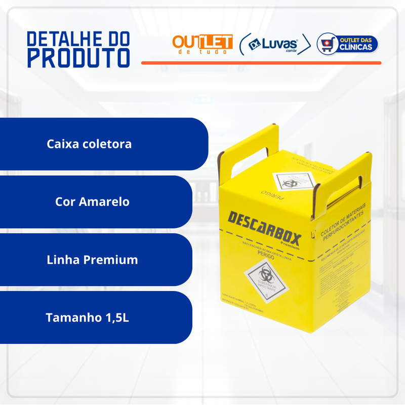 Coletor 1,5L Para Material Perfurocortante Premium - Descarbox