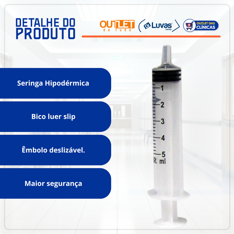 Seringa Descartável 5ml Luer Slip 100un - Medix